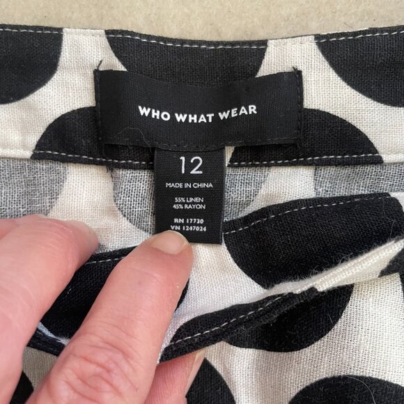 Who What Wear Black and White Polka Dot A-Line Skirt - Picture 4 of 7